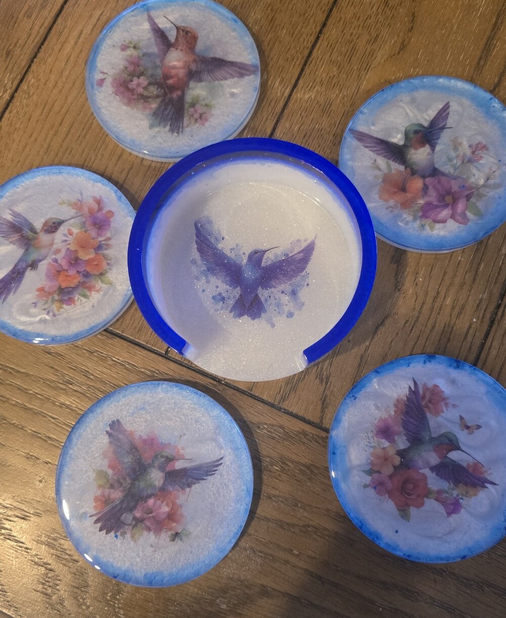 Coasters...Hummingbird Floral Decorative Coaster Set - Picture 2 of 4